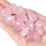 QINJIEJIE Rose Quartz Crystals and Healing Stones 10pcs Heart Healing Crystals Bulk Polished Pocket Palm Thumb Love Gemstones Set Worry Stones Bulk for Reiki Energy Balancing Holiday Gifts for Women