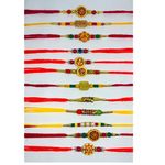 Pack of 12 Rakhi Set for Raksha bandhan, Rakhi Thread for Sweet Brother, Bhaiya, Sister, Bhabhi, Handmade Traditional Rakhi in Assorted Color