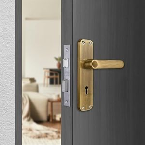 Godrej Mortise Door Lock | Handle Set | ELC 09 | 6-Lever Locking Mechanism | Reversible Latch | for Home & Office | for Wooden Doors | Antique Brass Finish | 5 Year Warranty