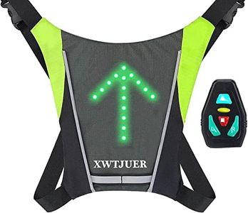 XWTJUER 48 LED Gilet Velo Clignotant,USB Rechargeable sans Fil Réfléchissant Sac à Dos, Clignotants Gilet Jaune Velo avec 5 Réglable Dos Indicateurs de Direction pour l'avertissement de Nuit à Velo