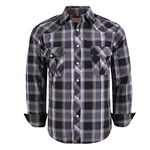 COEVALS CLUB Men's Western Cowboy Long Sleeve Pearl Snap Casual Work Shirts, Purple Black #1, X-Large