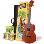 Mahalo Java Series Tenor Ukulele Beginners Kit - Ukulele for Kids & Adults with Guide, Carry Case, Clip-on Tuner, Spare String Set & Picks, 'Learn 2 Play' Instruments Bundle, Brown