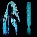 24 inch Jumbo Braiding Hair Extensions, Ombre Colors Braiding Hair Fashion Synthetic Braid Hair Extensions, Coloured Glow in the Night Fluorescent Braids Synthetic Hair for Women Braiding (blue)