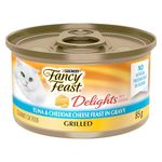 Fancy Feast Delights with Cheddar Wet Cat Food, Grilled Tuna & Cheddar Cheese Feast - 85 g Can (24 Pack)