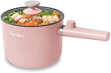 Topwit Electric Cooker, 1.5L Ramen Cooker, Portable Non-Stick Frying Pan, Cooking Pot for Pasta, Steak, BPA Free, Ramen Pot with Dual Power Control, Over-Heating & Boil Dry Protection, Pink