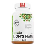 PlantVital Lions Mane - Made in Canada - Max Potency 11,000mg (10:1 Extract) - Organic Lion’s Mane Mushroom Supplements with 40% Polysaccharides - Supports Immune Health and Antioxidants -240 Capsules