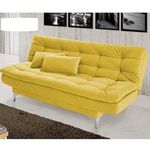 AMATA Eagle 3 Seater Sofa Cum Bed With Two Cushions Perfect For Home Living Room And Guests (Yellow) (Wood)