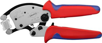 Knipex Twistor®16 Self-Adjusting Crimping Pliers for wire ferrules with rotatable die head chrome-plated, with multi-component grips 200 mm 97 53 18