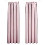 PONY DANCE Nursery Window Curtain - Pencil Pleated Light Block Curtain Drapes for Girl's Room Solid Bedroom Window Treatment for Noise Reducing, 2 Panels, W46 X L72, Pink