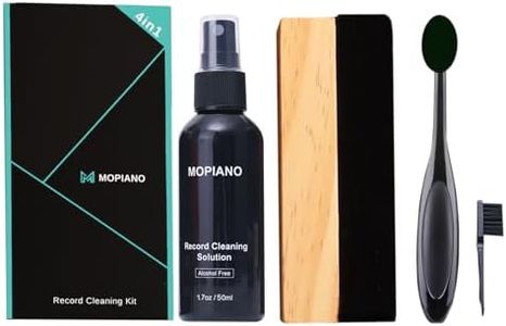 Mopiano Record Cleaning Kit|Complete 4-in-1 Vinyl Record Cleaner for Albums|Includes Soft Velvet Vinyl Record Brush,LP Cleaning Liquid,Stylus Brush,Nylon Brush