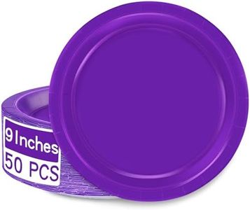 QZYL Disposable Paper Plates Set, 50 PCS Purple Dinner Paper Plates, Round 9 Inches Party Plates Pack for Daily Meal Picnic Anniversary Mardi Gras Carnival Festival Gathering Party Supplies