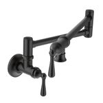 Moen S664BL Traditional Wall Mount Swing Arm Folding Pot Filler Kitchen Faucet, Matte Black