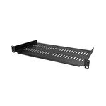 StarTech.com 1U Server Rack Shelf - Universal Vented Rack Mount Cantilever Tray for 19" Network Equipment Rack & Cabinet - Heavy Duty Steel - Weight Capacity 50lb/23kg - 10" Deep, Black (CABSHELFV1U)