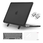 MOSISO Compatible with MacBook Pro 13 inch Case M2 2024-2016 A2338 M1 A2251 A2289 A2159 A1989 A1708 A1706, Heavy Duty Plastic Hard Case with Kickstand&Keyboard Skin&Screen Film&Type C, Black