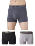 DAMENSCH Men's Cotton Blend Trunks (Pack of 3) (DAM-CTS-T-CCD-BKN-SRY-PACK-3-L_Charcoal Dust, Black Knight, Salt Grey_L)