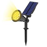 T-SUN 7 LED Solar Spotlights, Super Bright Solar Landscape Spot Lights, Warm White 3000K, Auto On/Off, 180°Angle Adjustable, Waterproof Outdoor Wall Lights for Garden,Patio,Tree,Deck.