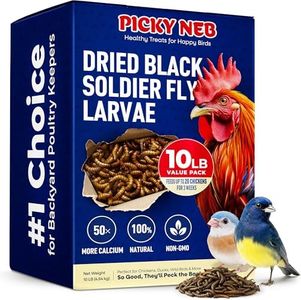 PICKY NEB Black Soldier Fly Larvae for Chickens 100% Non-GMO 10 Lb Bulk - Chicken Treats & Molting Supplement - High-Protein Immune System Booster Snack Food for Birds, Chickens, Ducks with Mealworms