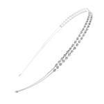 Ruihfas Silver/Gold Tone Double Rows Crystal Rhinestones Fashion Headbands Wedding Party Hair Hoop Band Hairband Headwear for Women (Silver)