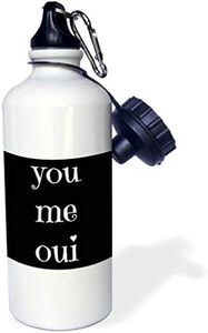 3dRose You me Oui, French Word, Black Background - Sports Water Bottle, 21oz (wb_220128_1)