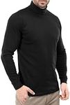 Utopia Wear Premium Cotton Blend Interlock Turtleneck Men T-Shirt Pullover Sweater, Black, Medium