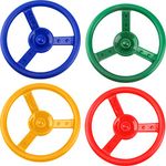 Haconba 4 Pack Steering Wheel Playset Plastic Swingset Steering Wheel with Mounting Tools for Kids Outdoor Garden Backyard Playroom Tree House Playground, 4 colors