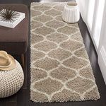 STONEMUNK Anti Slip Fluffy Fur Rugs & Polyester Large Shaggy Carpet for Living Room Carpet, Bedroom Carpet, Hallway Carpet, Guest Room Carpet, Sofa Area Carpet - (2x5 Feet, Beige Diamond)