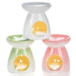 Elsjoy Set of 3 Ceramic Tealight Candle Holder, Essential Oil Burner Wax Melt Burner with Spoons, Aromatherapy Tealight Wax Warmer for Bedroom, Gift, Home Decor