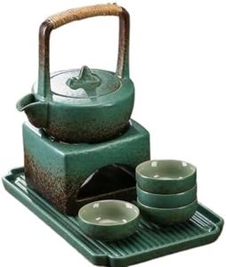 tea set. tea pot with warmer, tea cup, chinese tea pot, tea pot and cups set, Chinese Kung Fu tea set, (green)