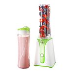 Quest Personal Blender & Smoothie Maker | 350 Watt | Includes 2x 600ml Portable Bottles | One Touch Button | Slimline, Portable and Compact | Stainless Steel Blades (Green & White)