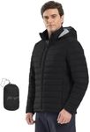 fit space Men's Insulated Synthetic Down Puffer Jacket Winter Warm Coat Quilted Water Resistant Packable Hiking Camping, Black, XX-Large