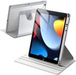 JETech Rotating Case for iPad 9/8/7 (10.2-Inch, 2021/2020/2019 Model, 9th/8th/7th Generation) with Pencil Holder, 360 Degree Rotation Protective Stand Cover Clear Back, Auto Wake/Sleep (Silver)