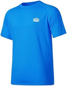 Willit Men's Rashguard Swim Shirt Short Sleeve UPF 50+ Sun Protection Shirt SPF Quick Dry Water Shirt Brilliant Blue XL