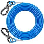 Dog Tie Out Cable with 360° Swivel Lockable Hook and PVC Coating, 10ft 15ft 20ft 25ft 40ft 60ft 120ft Reflective Dog Lead Line, Galvanized Steel Wire Rope for Small Medium Pet Up to 60, 120, 250 lbs