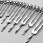 9pc Secret Solfeggio Tuning Fork Set - 9 Weighted Tuning Forks for Sound Healing and Biofield Harmonization with 528hz - Silver