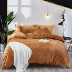 Houseri Pumpkin Color Velvet Duvet Cover King Fluffy Bedding Duvet Covers Terracotta Flannel Fuzzy Bedding Sets Quilt Comforter Cover for Fall Winter Warm Plush Duvet Cover Set King Size