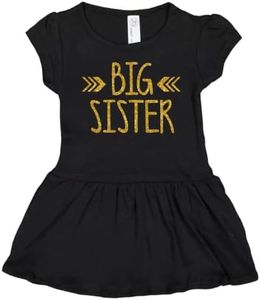 Bump and Beyond Designs Big Sister Outfit, Girl Big Sister Summer Dress (Black/Gold 5/6T)