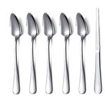 Grapefruit Spoons 6 Pieces Set, Stainless Steel Grapefruit Spoon and Grapefruit Knife with Titanium Plating, Grapefruit Utensil Set, Silver Kitchen Tool with Non-Stick Plating for Kiwi, Apple,Fruit