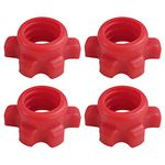 4 Pcs Red Dumbbell Hex Nuts Barbell Screw Clamps Dumbbell Rod Nut Spin-Lock Collars for Barbells Bars Sports Training