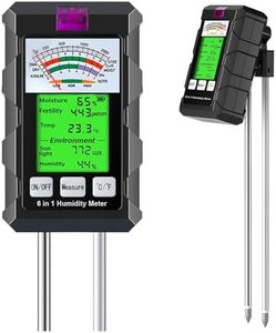 2026 Dual Probe Soil Tester, 6-in-1 Moisture Meter, Moisture/pH/Temperature/Sunlight/Air Humidity/Fertility, Perfect for Farming, Gardening, Lawns, Outdoor (2*AAA Battery Needed) -NEW Patent