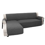 Easy-Going Sectional Couch L Shape Sofa Cover, Reversible Sofa Slipcover Chaise Lounge Cover Furniture Protector Cover for Pets Dog Cat (Large, Dark Gray)