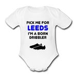 LEEDS Born Dribbler Football Personalised Unique Baby Vest Baby Grow Babygrow Cute Novelty Boys Girls Footy Funny United Utd