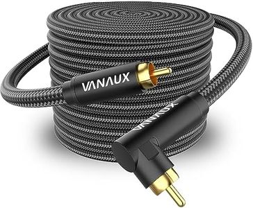 VANAUX 90 Degree RCA Cable Subwoofer Cable Male to Male Digital Coaxial Audio Cable for Home Theater, Sound Bar, TV, PS4, Xbox,and More,Black (26ft/8m)