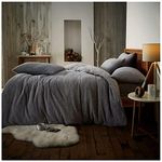 GC GAVENO CAVAILIA Teddy Duvet Cover King Size Sets, Soft Cuddly Sherpa Thermal Warm & Cosy Fleece Quilt Cover King Size With Pillowcases, Silver, 230 cm x 220 cm