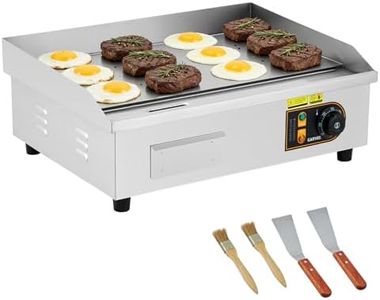 MilleLoom 22in Commercial Electric Flat Top Griddle for Breakfast Bars, 22in Countertop Flat Top Grill with 2 Shovels and 2 Brushes for Breakfast Bars, 122°F-572°F Adjustable Temp (with PLUG)