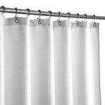 Barossa Design Stall Shower Curtain Fabric 36 X 72 Inch - Waffle Weave, Spa, Hotel Collection, Heavy Duty, Water Repellent, – Pique Pattern For Decorative Bathroom Curtains 36Wx72L (Stall) White