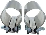 1 Pair 2pcs SHLPDFM 2" Inch Exhaust Band Clamp T304 Stainless Steel Butt Joint Band Exhaust Clamp Sleeve Coupler Universal for The Catback Muffler Downpipe