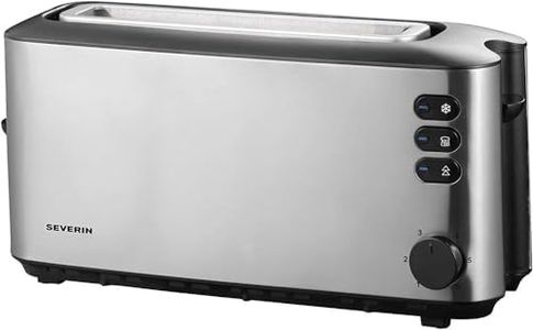 SEVERIN Automatik-Langschlitztoaster, Automatik-Toaster mit Brötchenaufsatz, aus Edelstahl, zum Toasten, Auftauen und Erwärmen, 1.000 W, Edelstahl-gebürstet/schwarz, AT 2515
