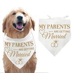 arricraft 1 Pc Pet Dog Bandana, White Cotton Triangle Pet's Bandana My Parents Are Getting Married Words Washable Puppy Cat Scarf Bibs Accessories for Weddding Gifts 55x55x78cm