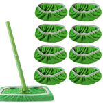 MAZELIKEHOOD 8 Pcs Reusable Microfibre Refill Mop Head Dry and Wet Sweeping Cloths Mops compatible for Swiffer Sweeper for Household Floor Cleaning (green)