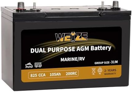 Weize BCI Group 31M Dual Purpose AGM Battery, 200RC 825CCA 12V 105AH Starter & Deep Cycle Sealed Marine & RV Battery